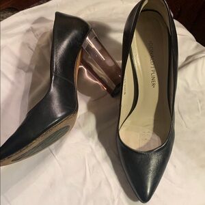 Black Donald Pliner pumps with clear heels